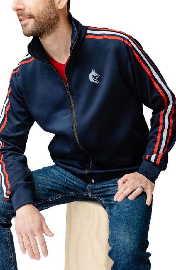 Men's Navy Track Jacket with Red and White Stripes