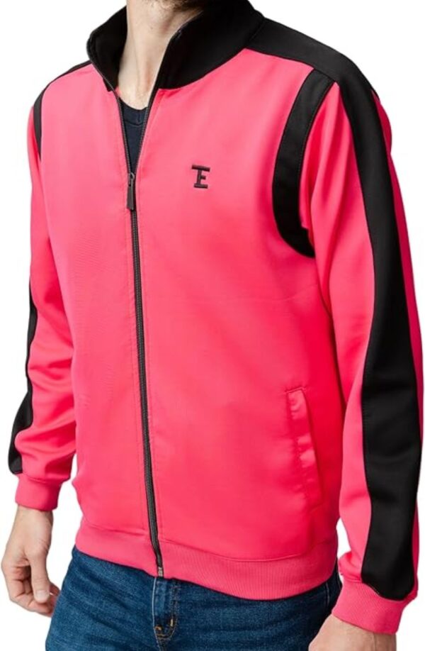 Unisex Zip-Up Track Jacket, Pink and Black