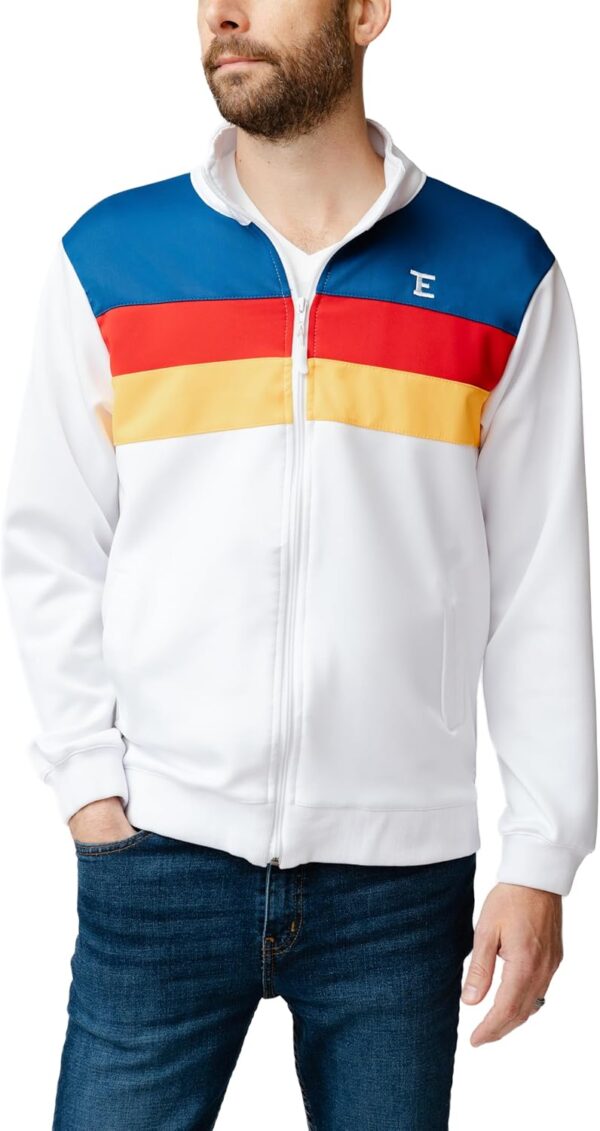 Striped Colorblock Zip-Up Jacket, White, Blue, Red, Yellow - Image 4