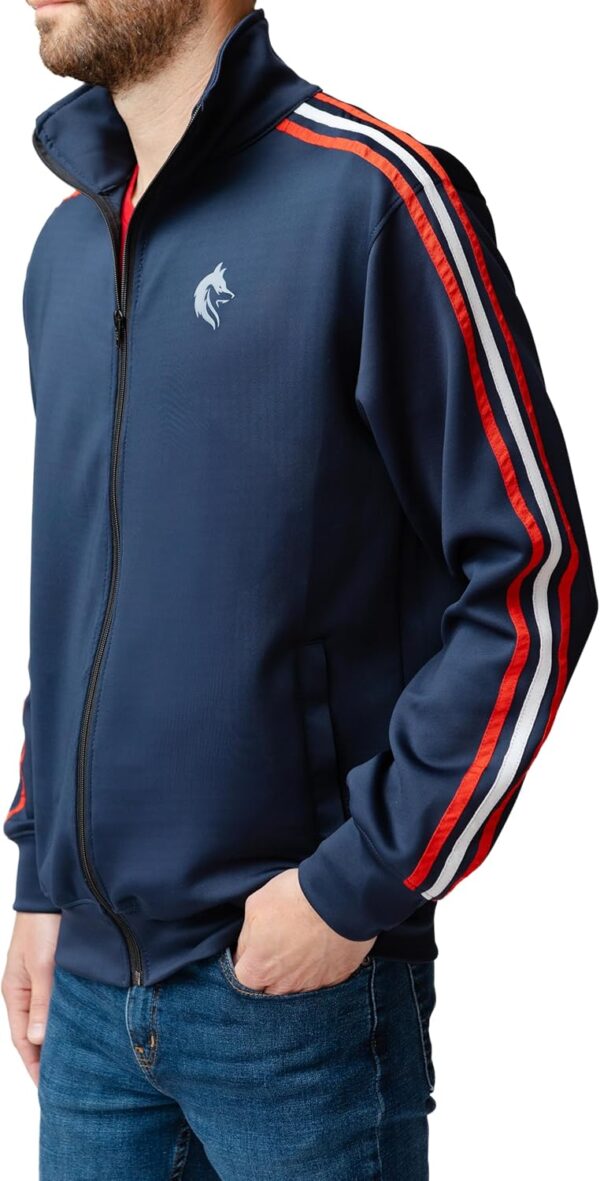 Men's Navy Track Jacket with Red and White Stripes - Image 5