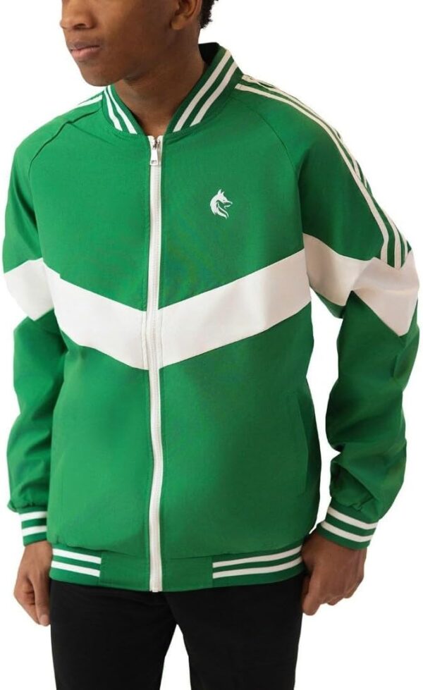 Green and White Zip-Up, Breathable, Long Sleeve Jacket - Image 5