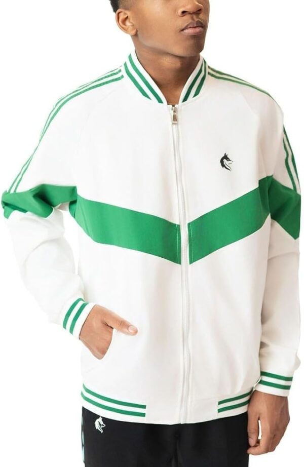 White and Green Zip-Up, Breathable, Long Sleeve Jacket - Image 5