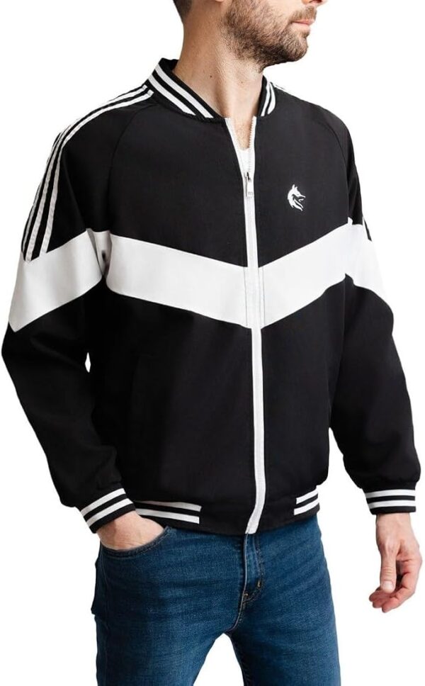 Black and White Zip-Up, Breathable, Long Sleeve Jacket - Image 2