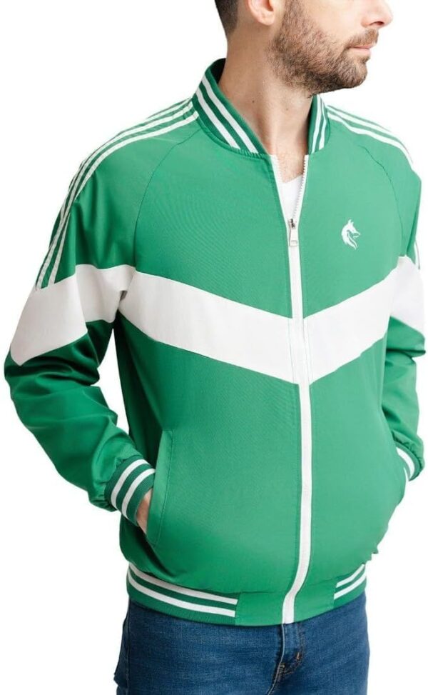 Green and White Zip-Up, Breathable, Long Sleeve Jacket - Image 3