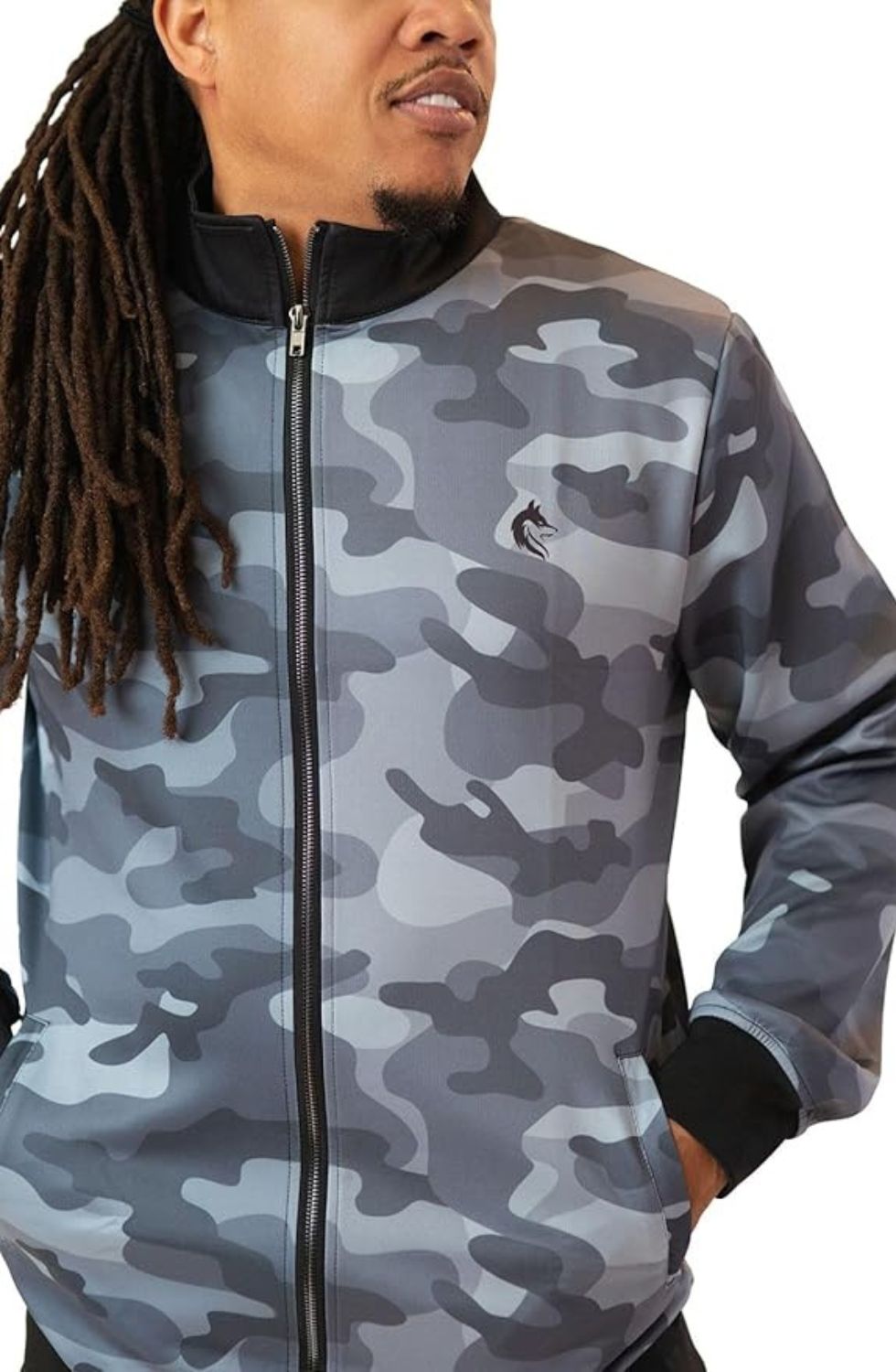 Camo Athletic Track Jacket - Zip-Up, Breathable, Long Sleeve Jacket
